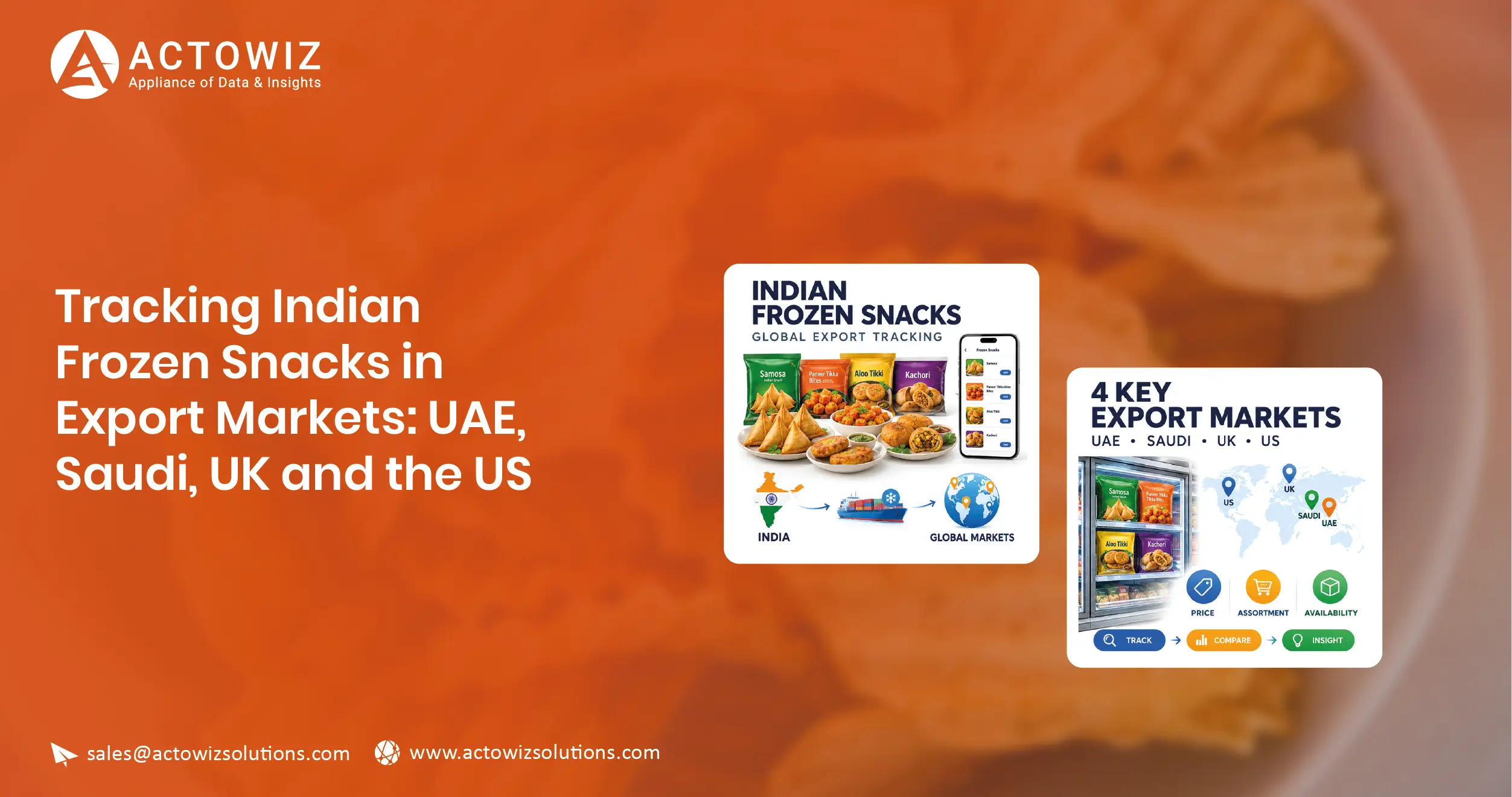 Indian frozen snacks export market data tracking across UAE, Saudi, UK and US retailers